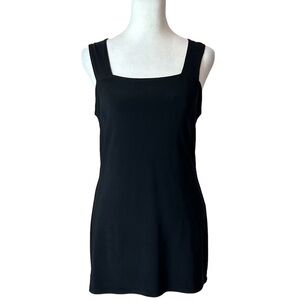 Frank Lyman black long cami tank top square neck wide straps size 6